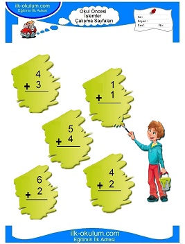 Çocuklar İçin toplam işlemi yaprak testleri 